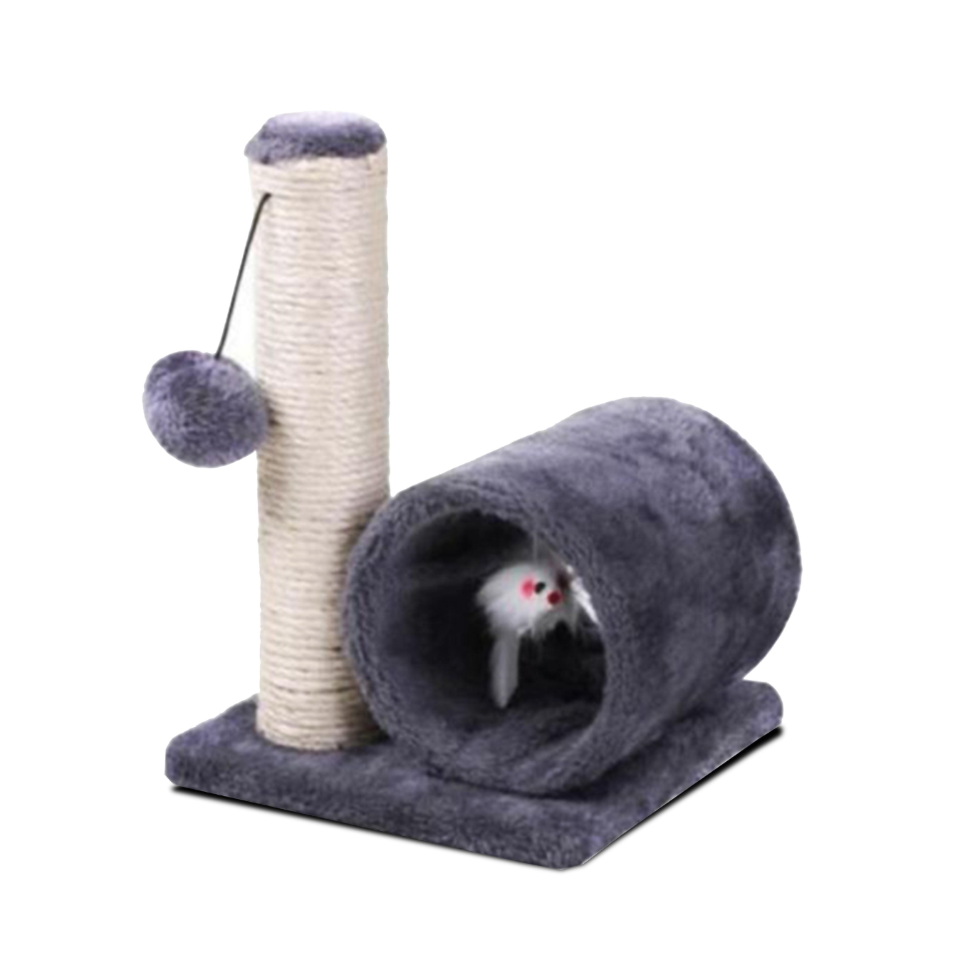 Cat Scratching Post with Tunnel and Hanging Toy