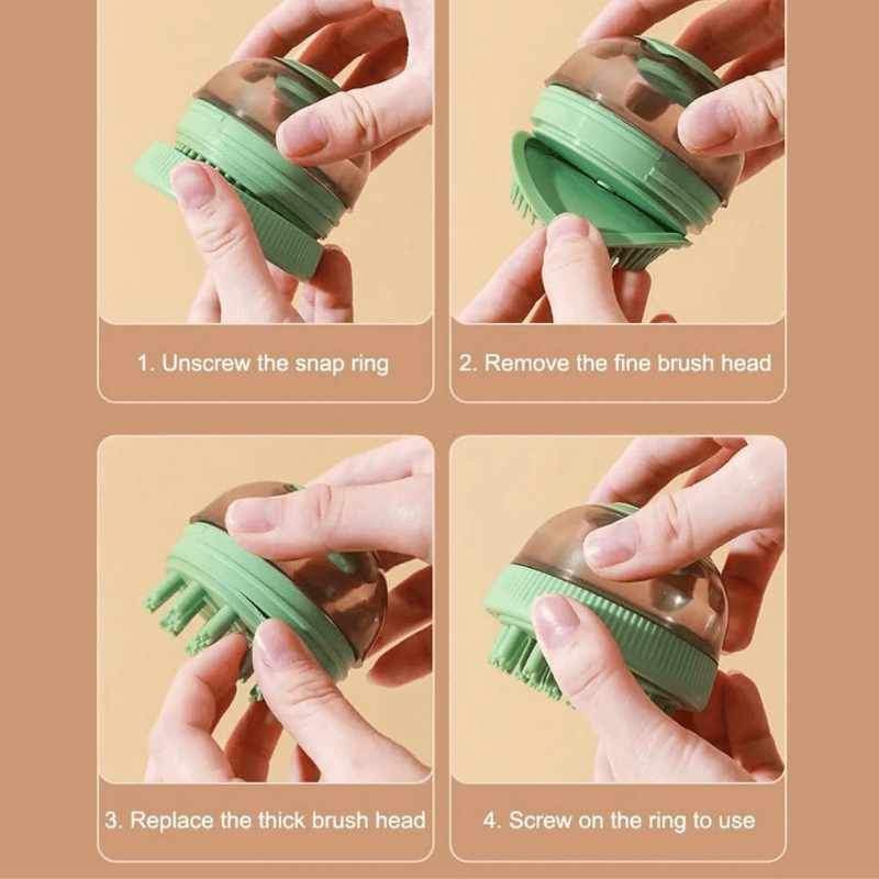 Step-by-step guide on how to use a cleaning brush with different brush heads.