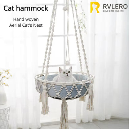 Hanging Macrame Cat Hammock Bed